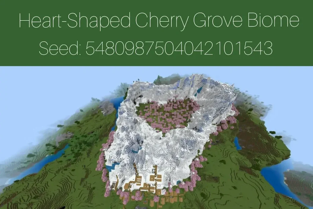 Heart-Shaped Cherry Grove Biome With Village